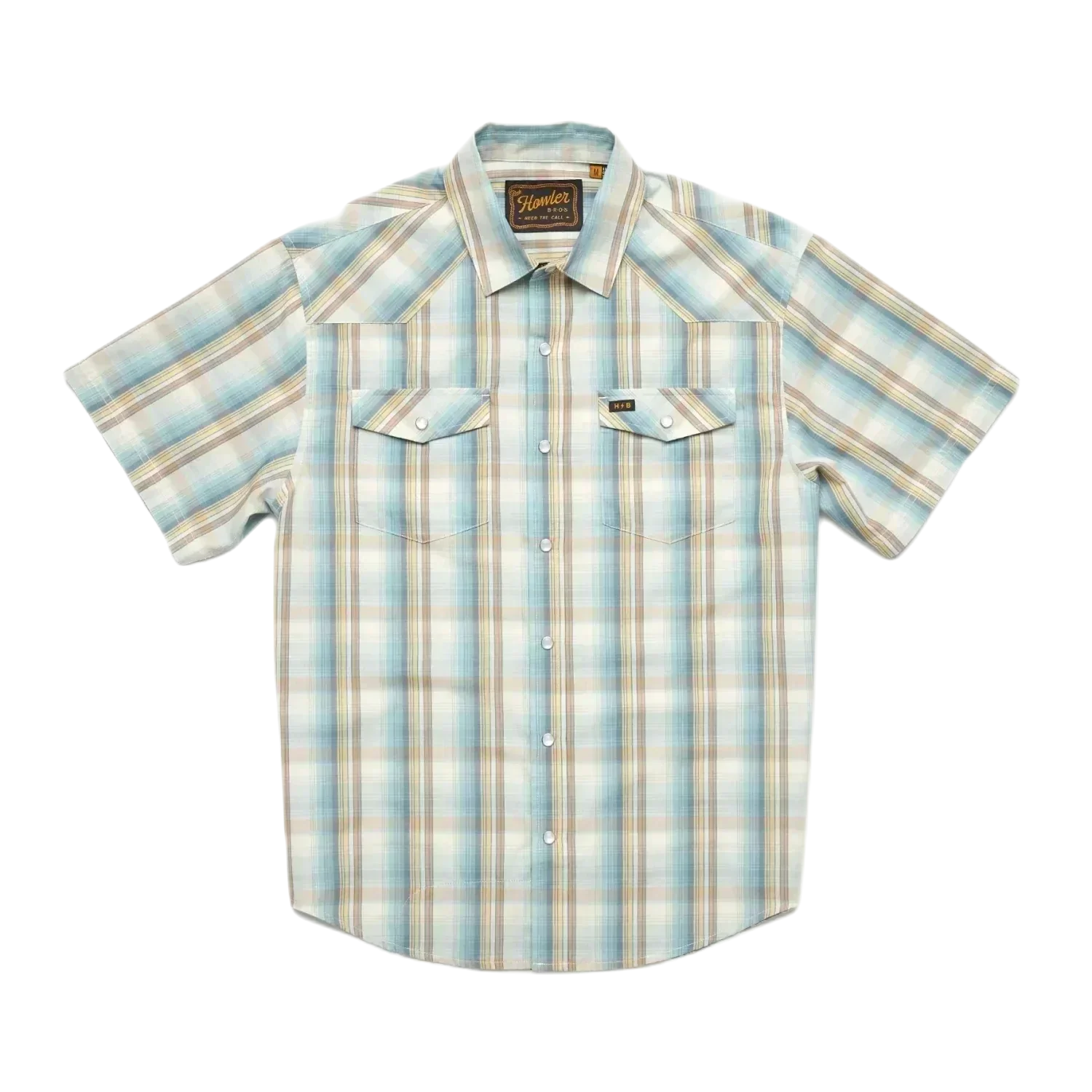 Howler Bros 01. MENS APPAREL - MENS SS SHIRTS - MENS SS BUTTON UP Men's H Bar B Snapshirt ISLEY PLAID | SEAFOAM