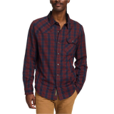 Howler Bros 01. MENS APPAREL - MENS LS SHIRTS - MENS LS BUTTON UP Men's Harker's Flannel BARRETT PLAID | BURGUNDY