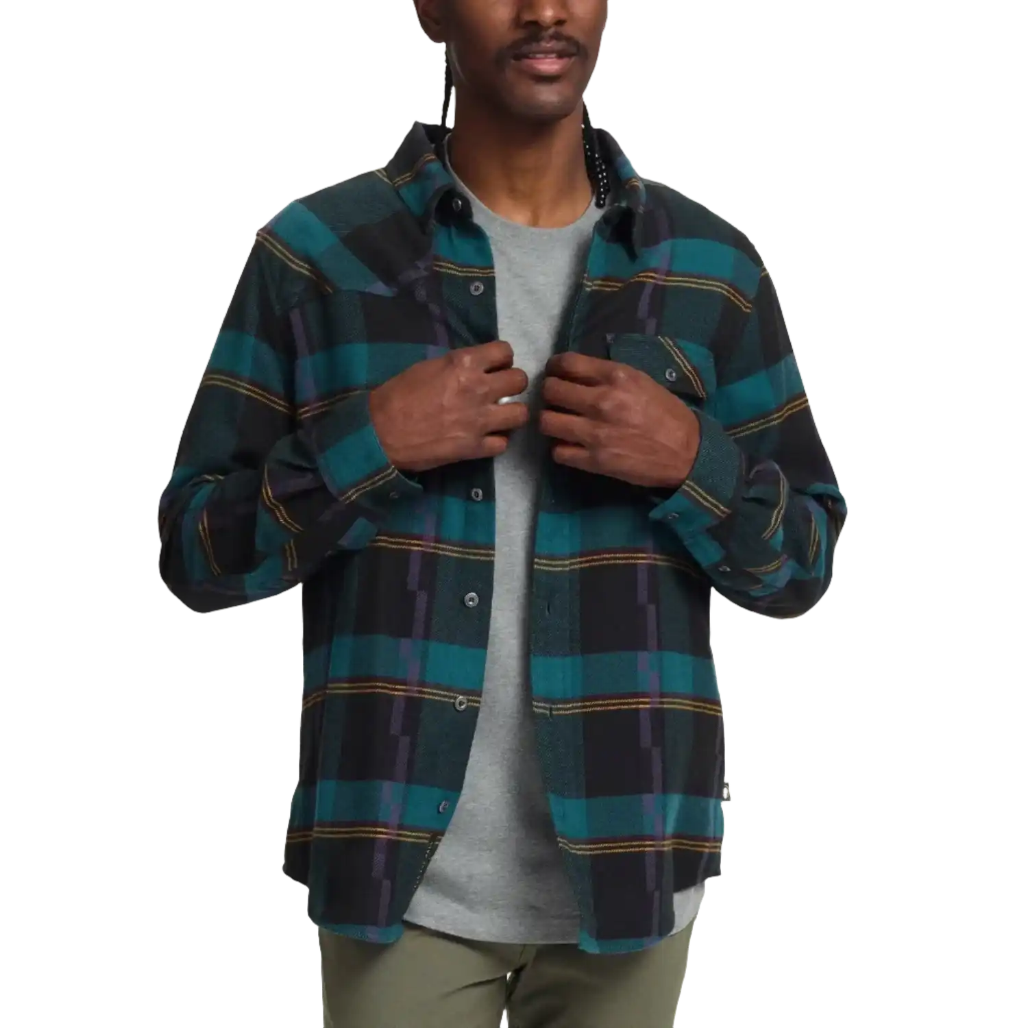 Howler Bros 01. MENS APPAREL - MENS LS SHIRTS - MENS LS BUTTON UP Men's Harker's Flannel BACKDROP PLAID | PHANTOM BLUE