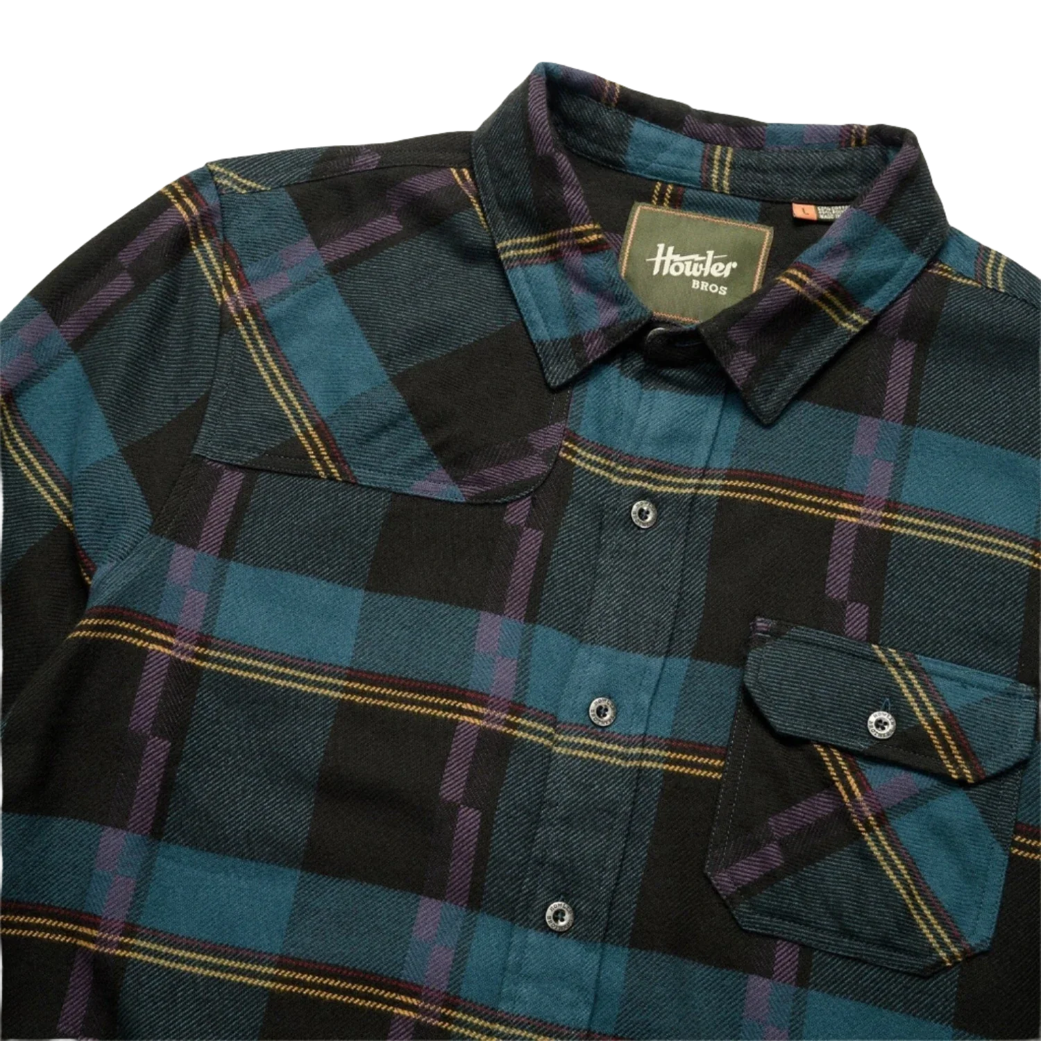 Howler Bros 01. MENS APPAREL - MENS LS SHIRTS - MENS LS BUTTON UP Men's Harker's Flannel BACKDROP PLAID | PHANTOM BLUE