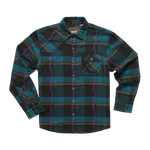 Howler Bros 01. MENS APPAREL - MENS LS SHIRTS - MENS LS BUTTON UP Men's Harker's Flannel BACKDROP PLAID | PHANTOM BLUE