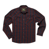 Howler Bros 01. MENS APPAREL - MENS LS SHIRTS - MENS LS BUTTON UP Men's Harker's Flannel BARRETT PLAID | BURGUNDY