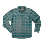 Howler Bros 01. MENS APPAREL - MENS LS SHIRTS - MENS LS BUTTON UP Men's Harker's Flannel COHEN PLAID | DARK TEAL