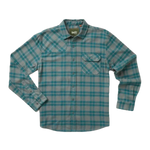 Howler Bros 01. MENS APPAREL - MENS LS SHIRTS - MENS LS BUTTON UP Men's Harker's Flannel COHEN PLAID | DARK TEAL