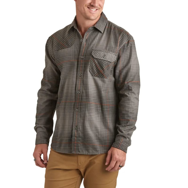 Howler Bros 01. MENS APPAREL - MENS LS SHIRTS - MENS LS BUTTON UP Men's Harker's Flannel ROBERTS PLAID | CHARCOAL