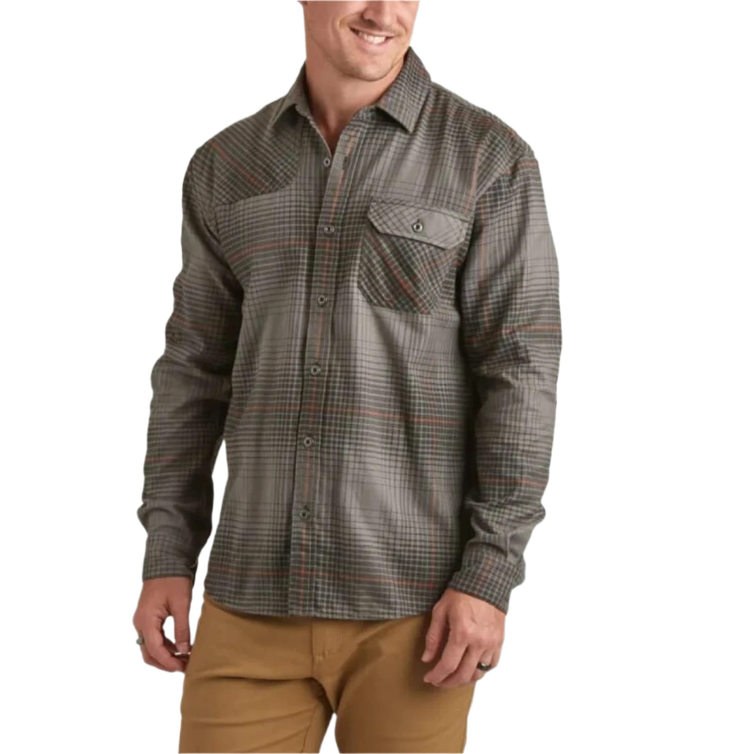 Howler Bros 01. MENS APPAREL - MENS LS SHIRTS - MENS LS BUTTON UP Men's Harker's Flannel ROBERTS PLAID | CHARCOAL