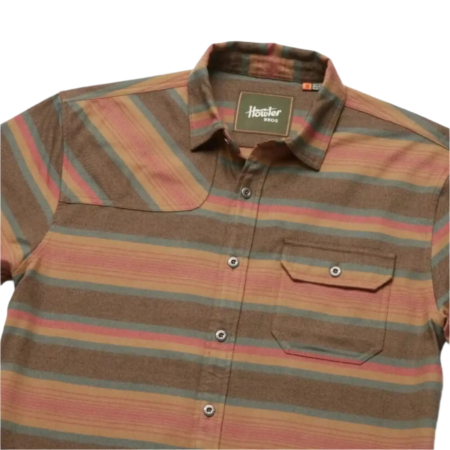 Howler Bros 01. MENS APPAREL - MENS LS SHIRTS - MENS LS BUTTON UP Men's Harker's Flannel PATHWAY STRIPE | SUNDOWN