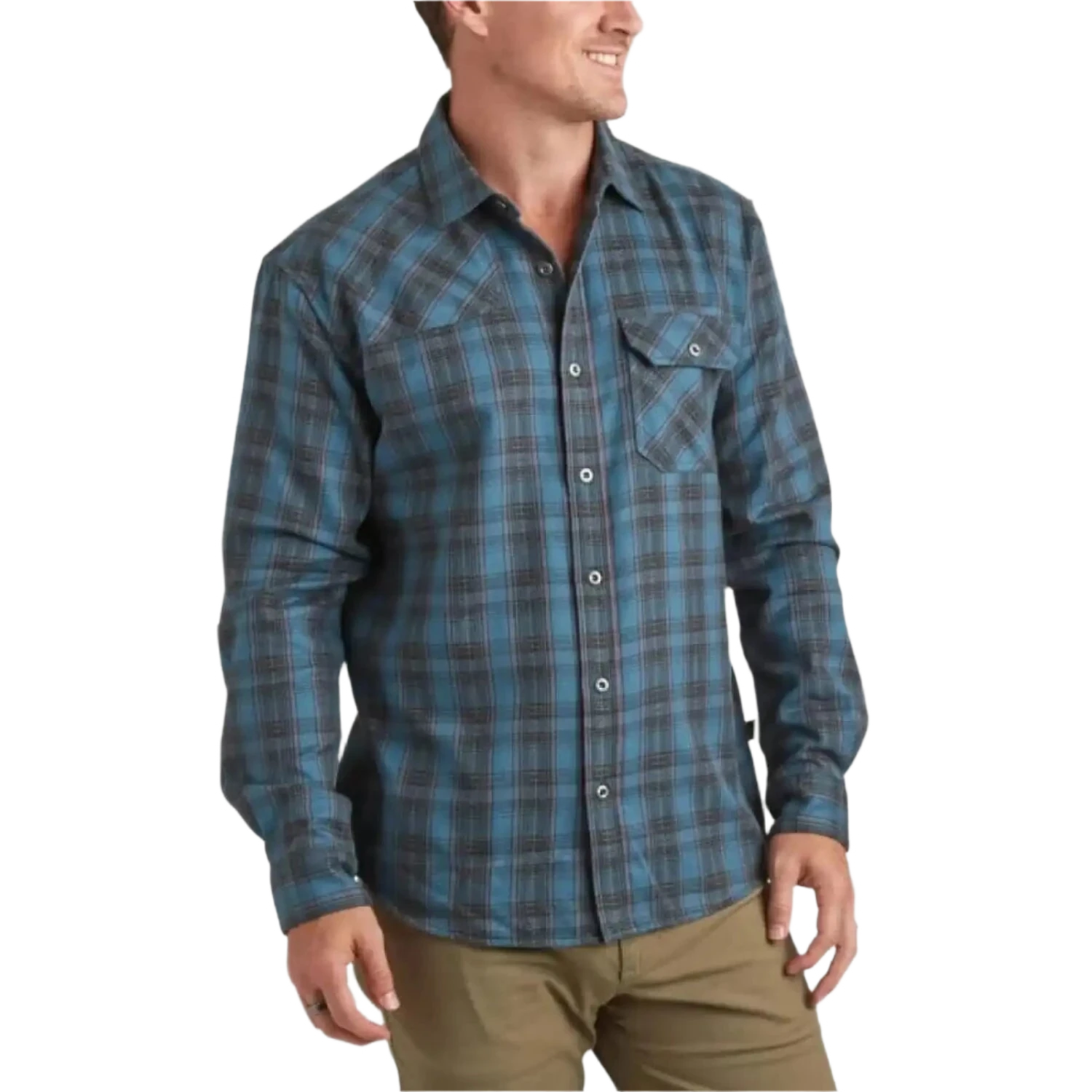 Howler Bros 01. MENS APPAREL - MENS LS SHIRTS - MENS LS BUTTON UP Men's Harker's Flannel COHEN PLAID | DARK TEAL