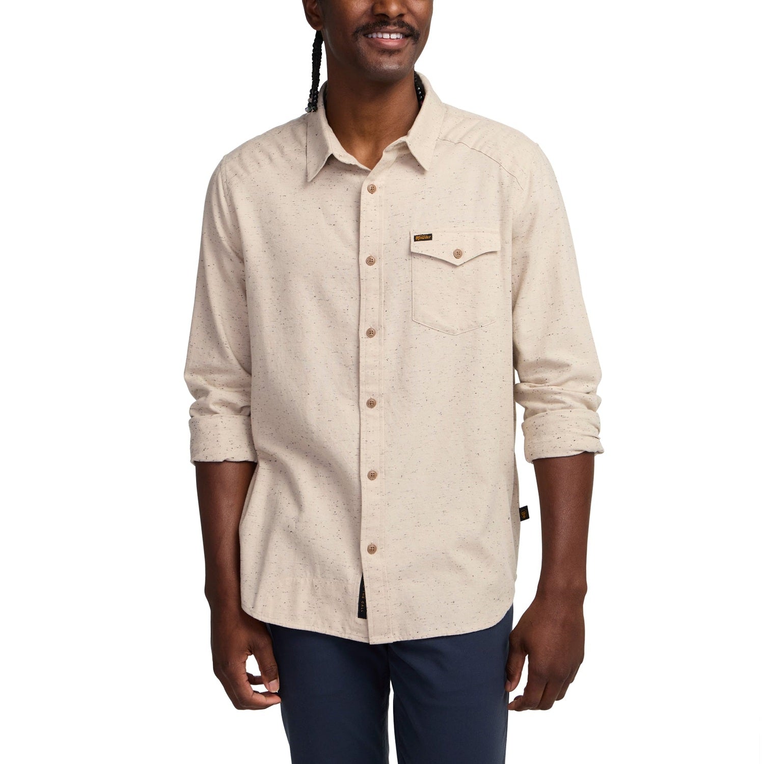 Howler Bros 01. MENS APPAREL - MENS LS SHIRTS - MENS LS BUTTON UP Men's La Grange Lightweight Flannel SPECKLED SAND