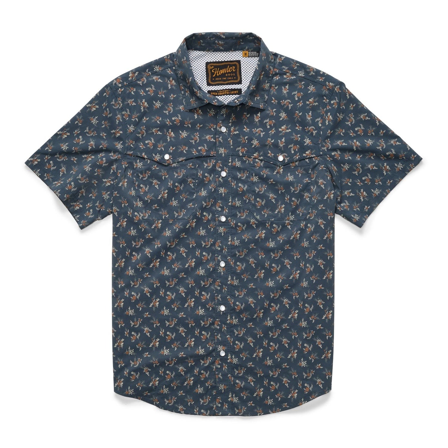 Howler Bros 01. MENS APPAREL - MENS SS SHIRTS - MENS SS BUTTON UP Men's Open Country Tech Shirt RANCHER FLORAL | DARK SLATE