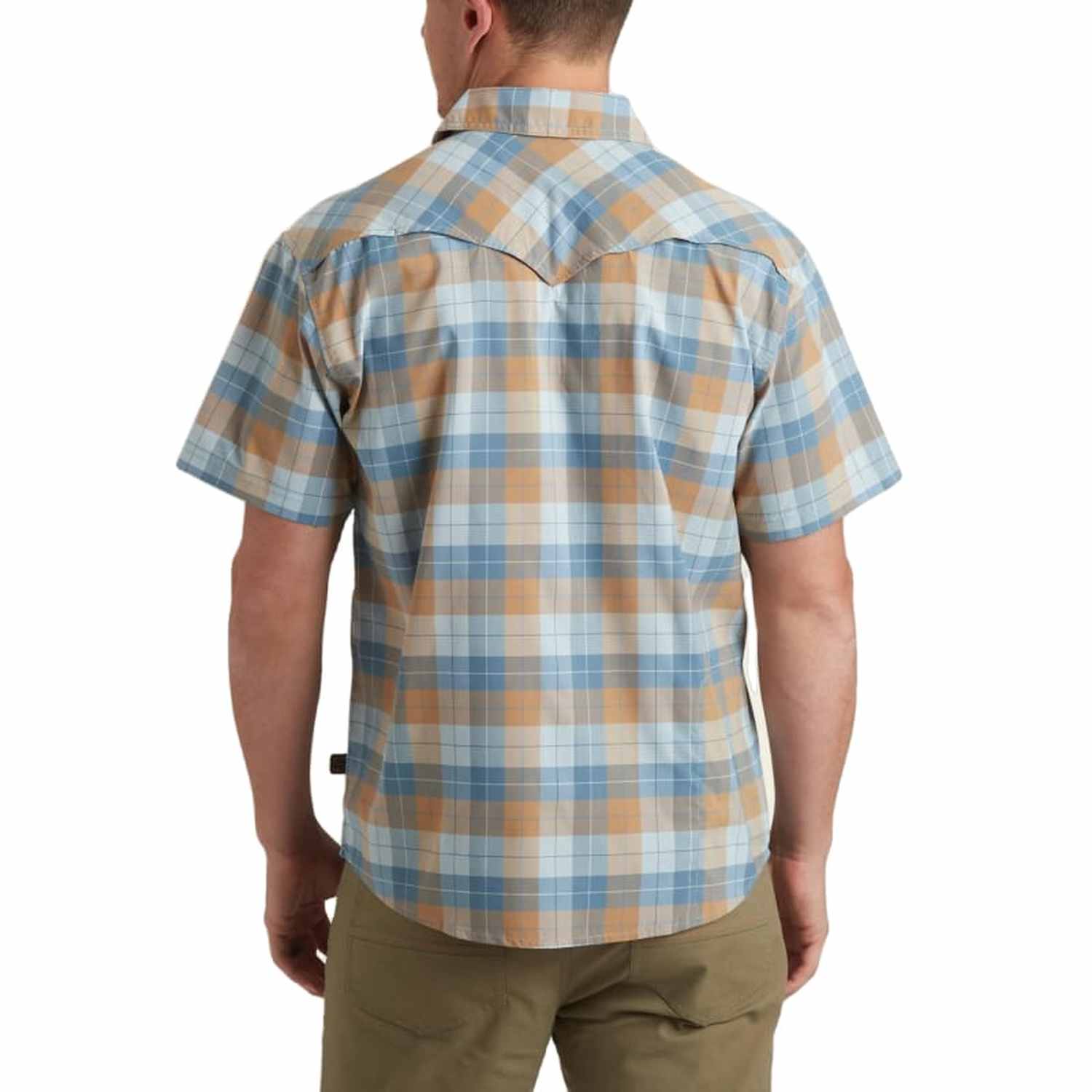 Howler Bros 01. MENS APPAREL - MENS SS SHIRTS - MENS SS BUTTON UP Men's Open Country Tech Shirt GATES PLAID | DREAM BLUE