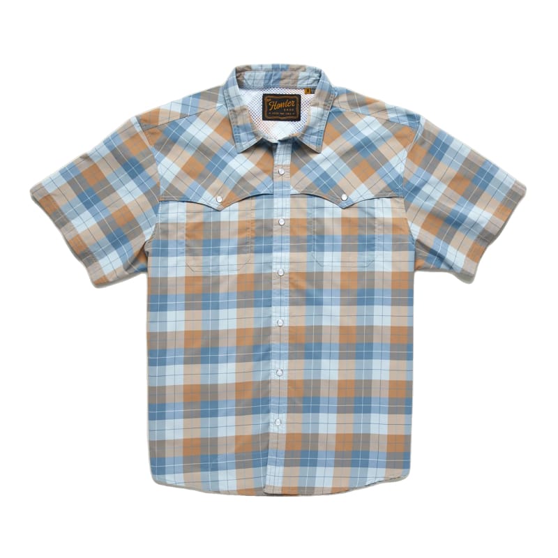 Howler Bros 01. MENS APPAREL - MENS SS SHIRTS - MENS SS BUTTON UP Men's Open Country Tech Shirt GATES PLAID | DREAM BLUE