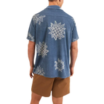 Howler Bros 01. MENS APPAREL - MENS SS SHIRTS - MENS SS BUTTON UP Men's Palapa Terry Shirt SUNFLOWER PIXELS | POSTAL BLUE