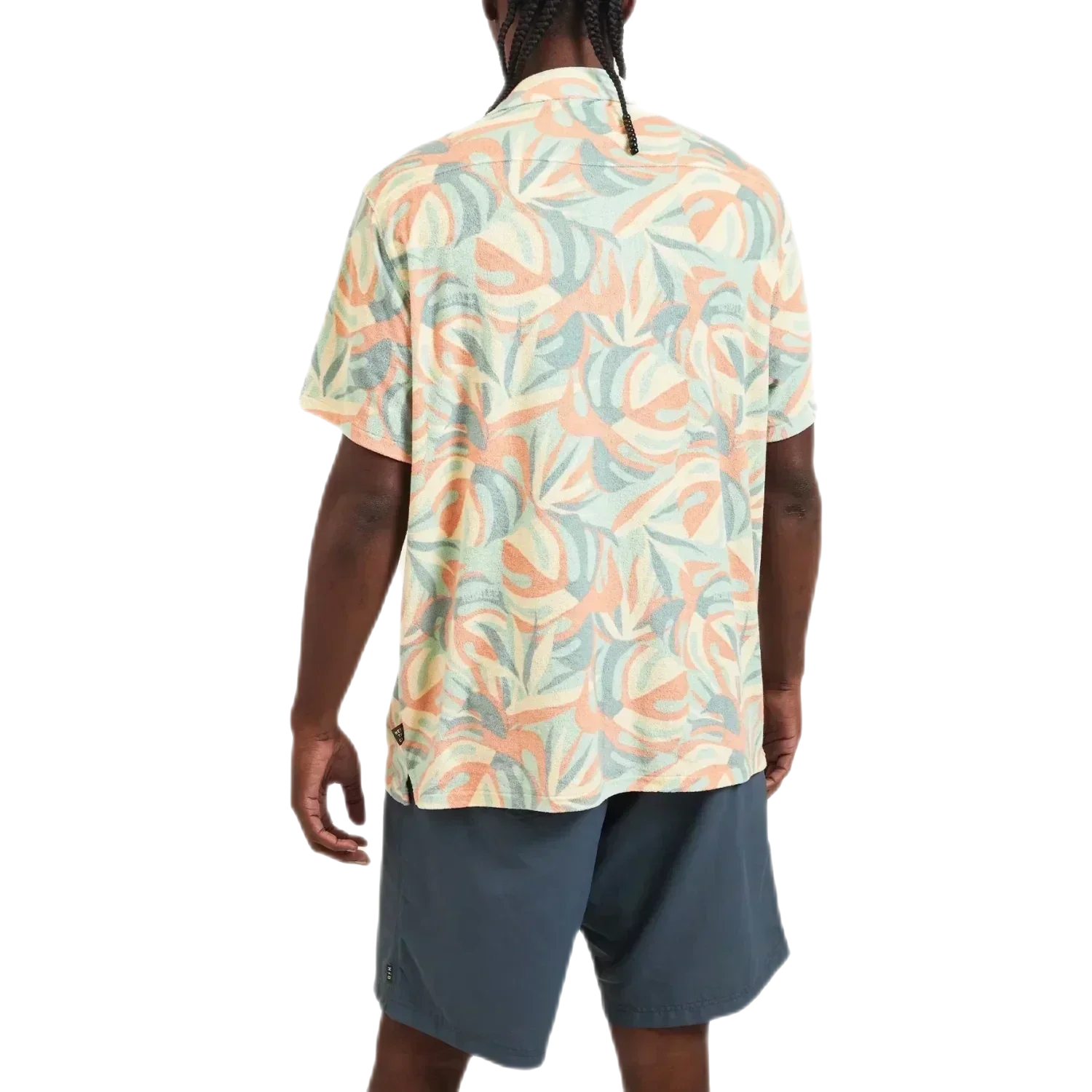 Howler Bros 01. MENS APPAREL - MENS SS SHIRTS - MENS SS BUTTON UP Men's Palapa Terry Shirt MONSTERA MASH | SHERBET