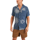 Howler Bros 01. MENS APPAREL - MENS SS SHIRTS - MENS SS BUTTON UP Men's Palapa Terry Shirt SUNFLOWER PIXELS | POSTAL BLUE