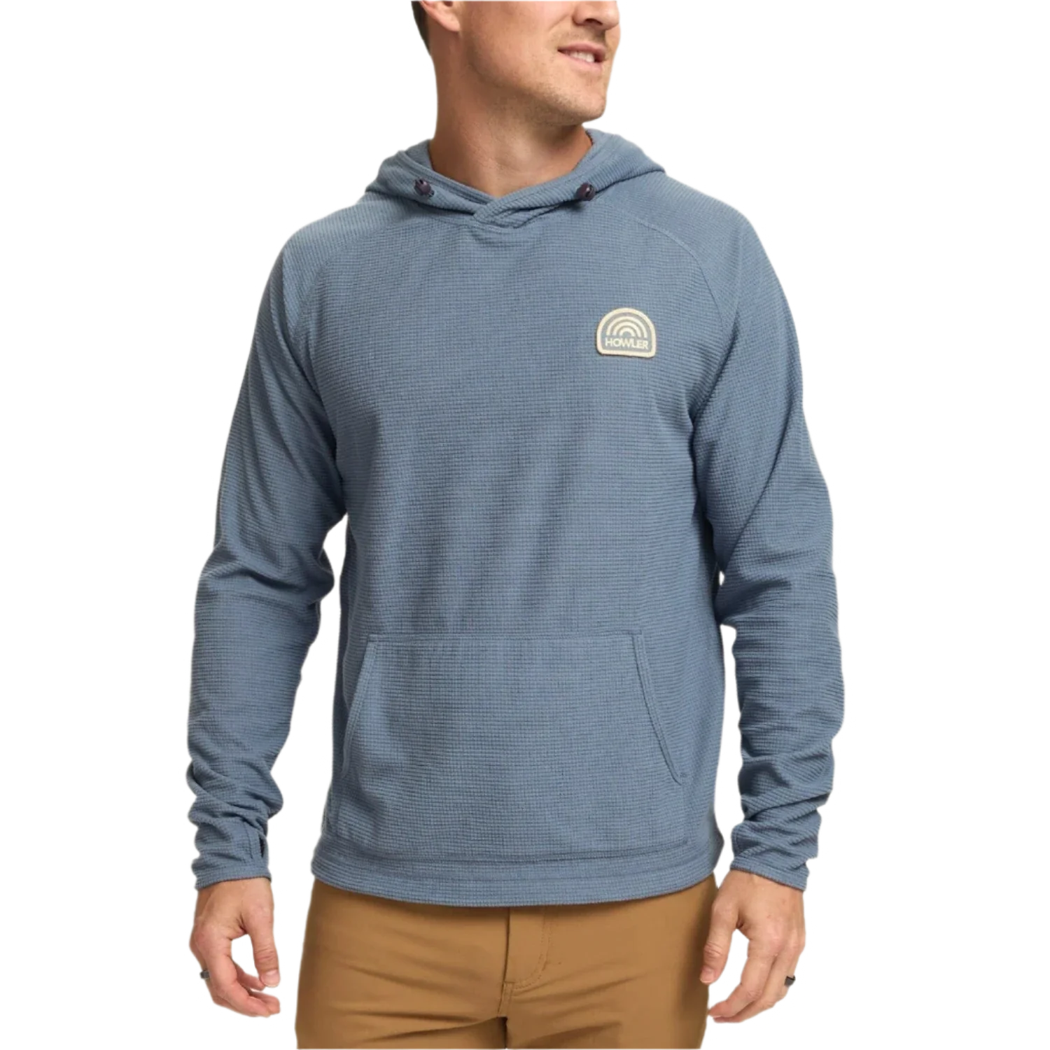 Howler Bros 01. MENS APPAREL - MENS HOODIES|SWEATERS - MENS PO HOODY Men's Palo Duro Grid Fleece Hoodie MIRAGE BLUE