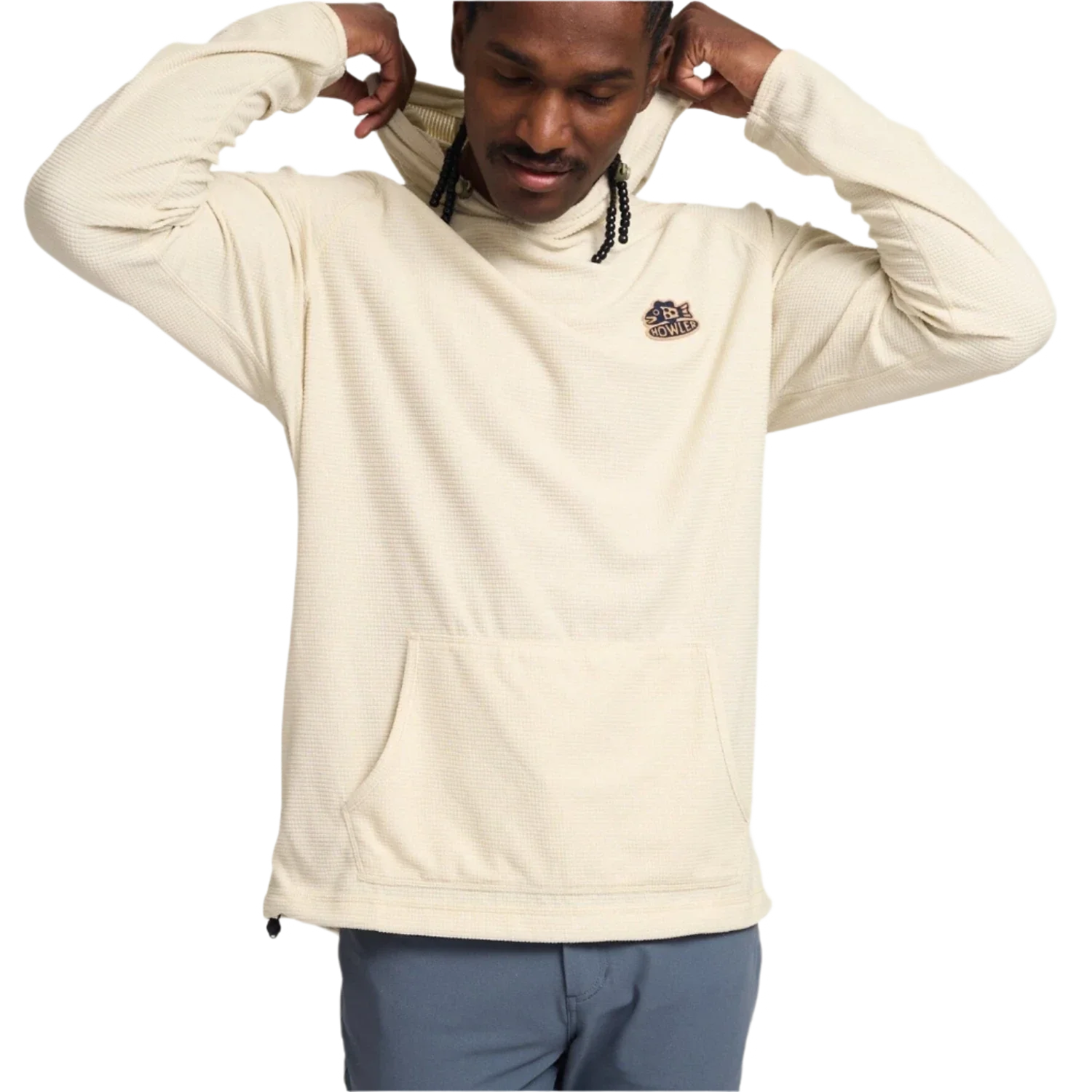 Howler Bros 01. MENS APPAREL - MENS HOODIES|SWEATERS - MENS PO HOODY Men's Palo Duro Grid Fleece Hoodie OATMEAL