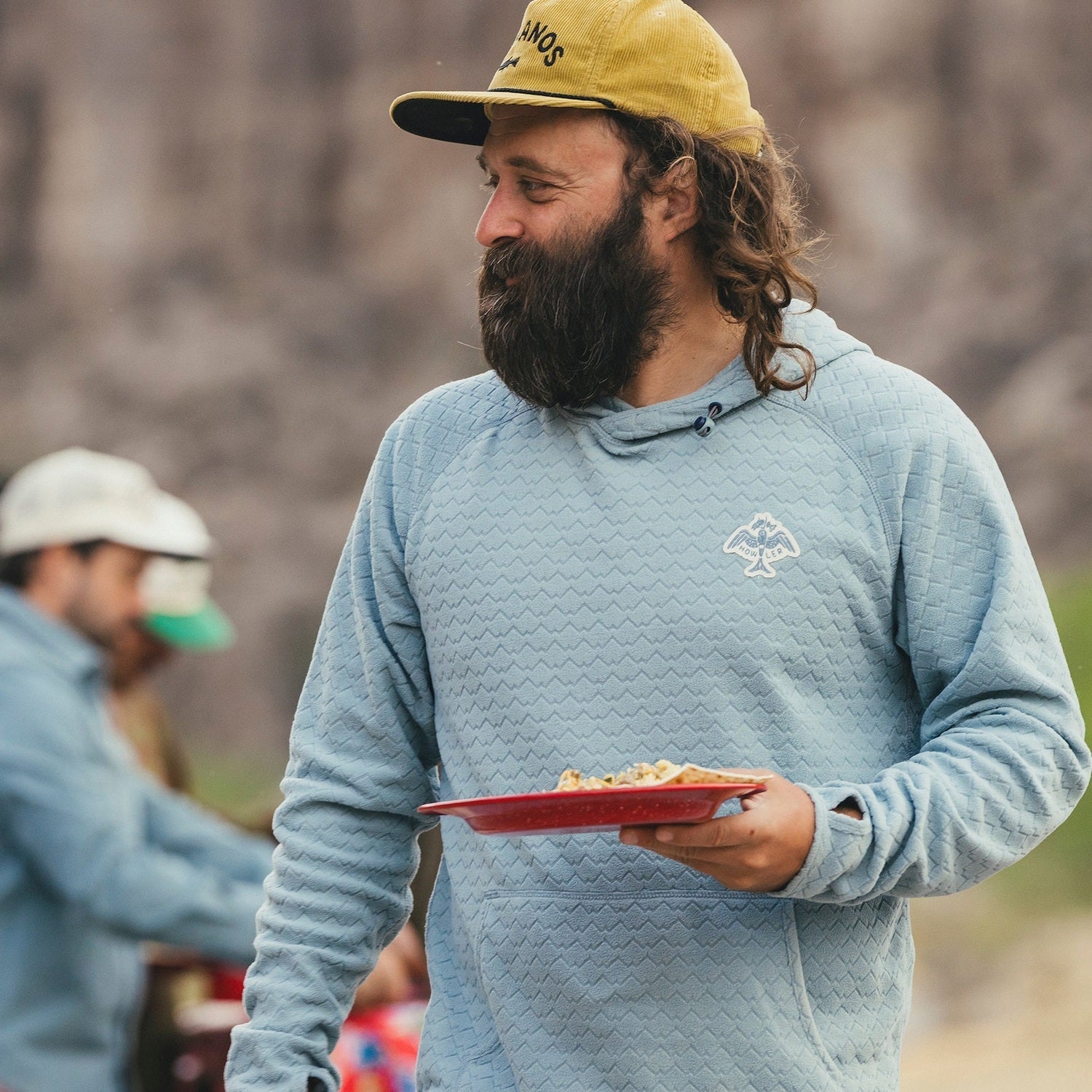 Howler Bros 01. MENS APPAREL - MENS HOODIES|SWEATERS - MENS PO HOODY Men's Palo Duro Grid Fleece Hoodie MOUNTAIN GRID | IRON BLUE