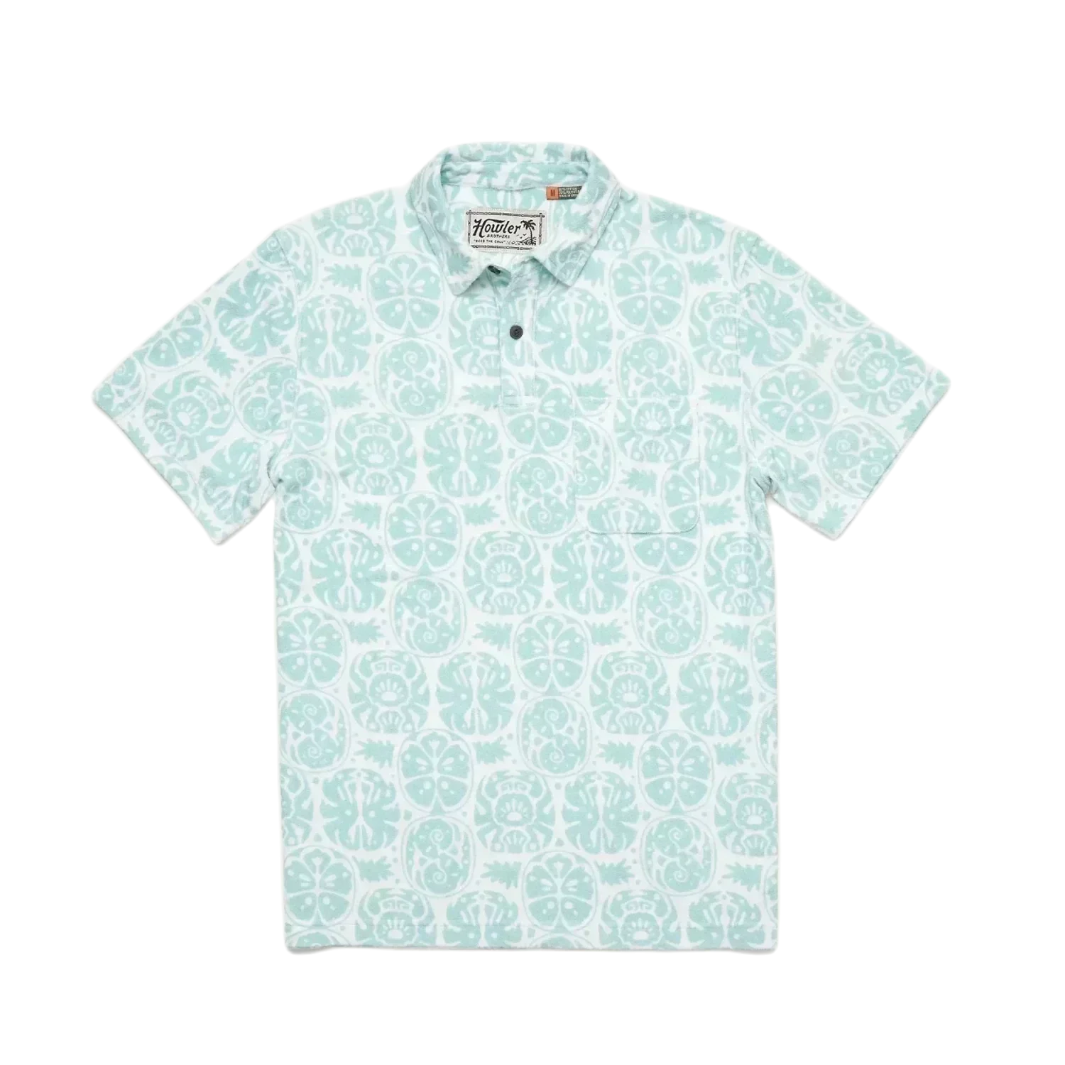 Howler Bros 01. MENS APPAREL - MENS SS SHIRTS - MENS SS POLO Men's Plusherman Terry Polo LEAFY IDOLS | MINTY