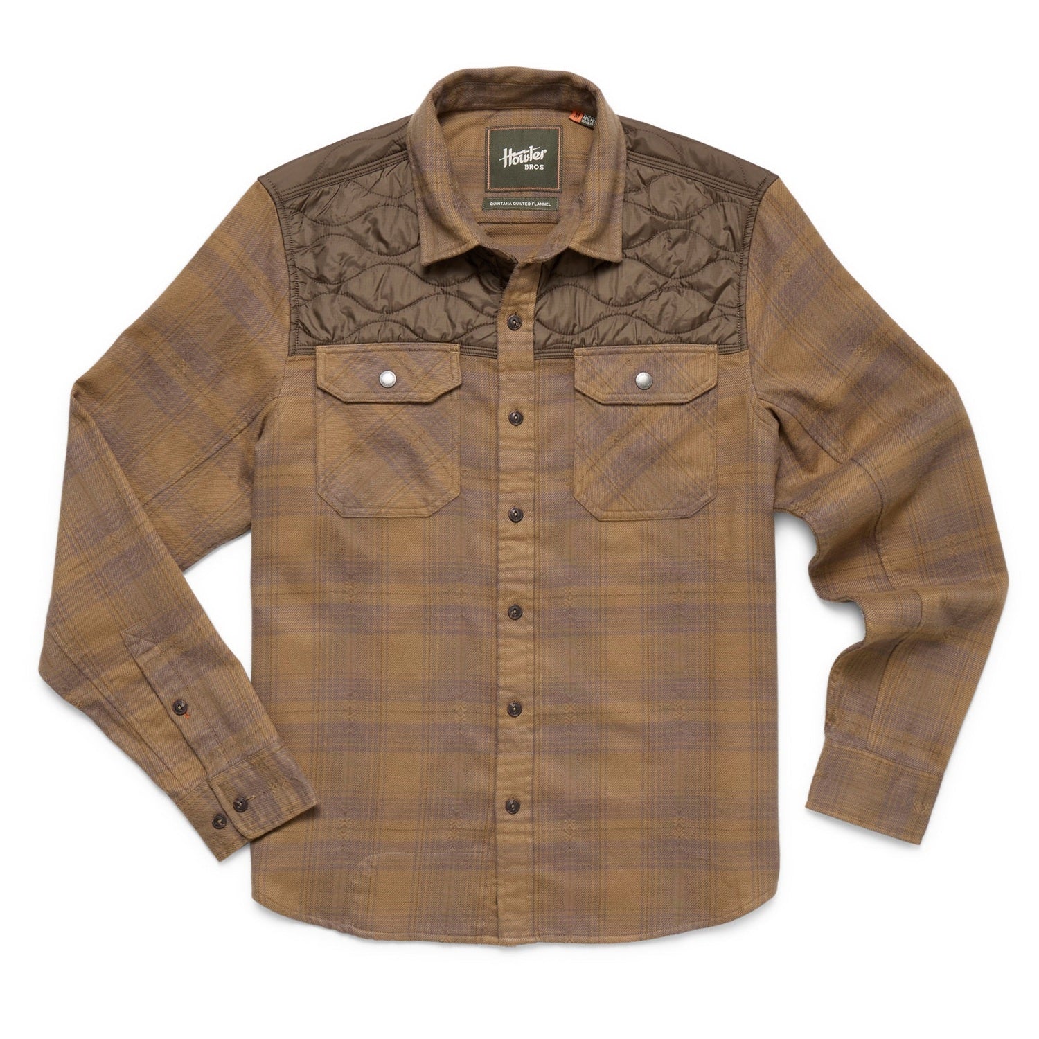 Howler Bros 01. MENS APPAREL - MENS LS SHIRTS - MENS LS BUTTON UP Men's Quintana Quilted Flannel BIG BARRETT PLAID | SWAMP