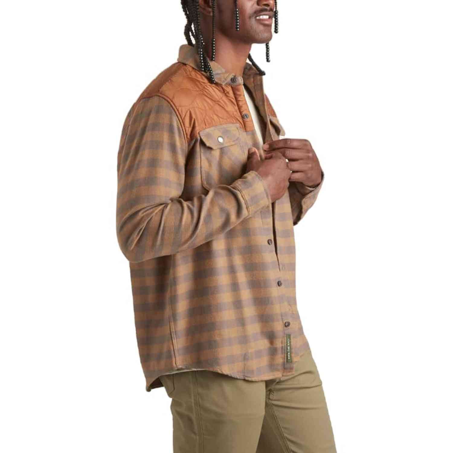 Howler Bros 01. MENS APPAREL - MENS LS SHIRTS - MENS LS BUTTON UP Men's Quintana Quilted Flannel CODY CHECK | TANNIN
