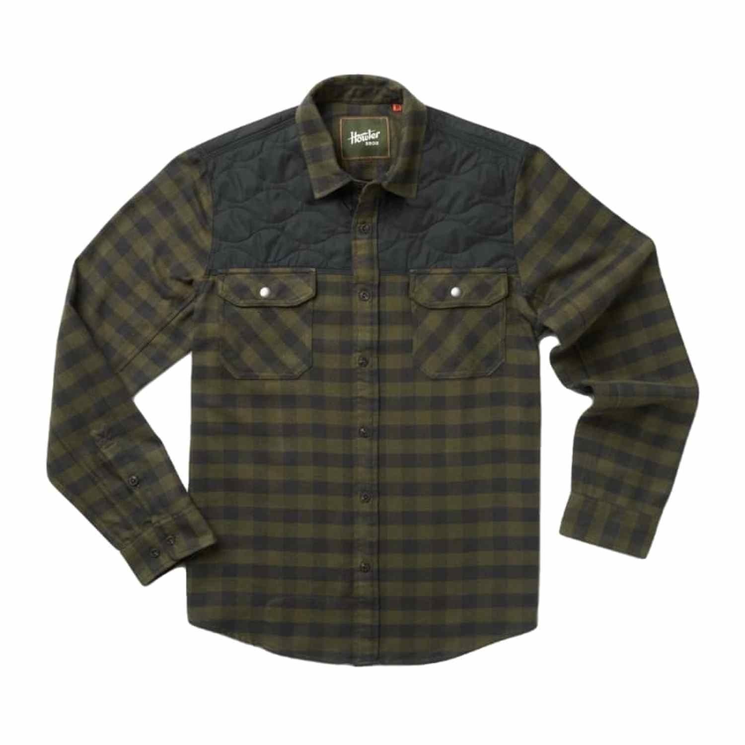 Howler Bros 01. MENS APPAREL - MENS LS SHIRTS - MENS LS BUTTON UP Men's Quintana Quilted Flannel CODY CHECK | ANTIQUE BLACK