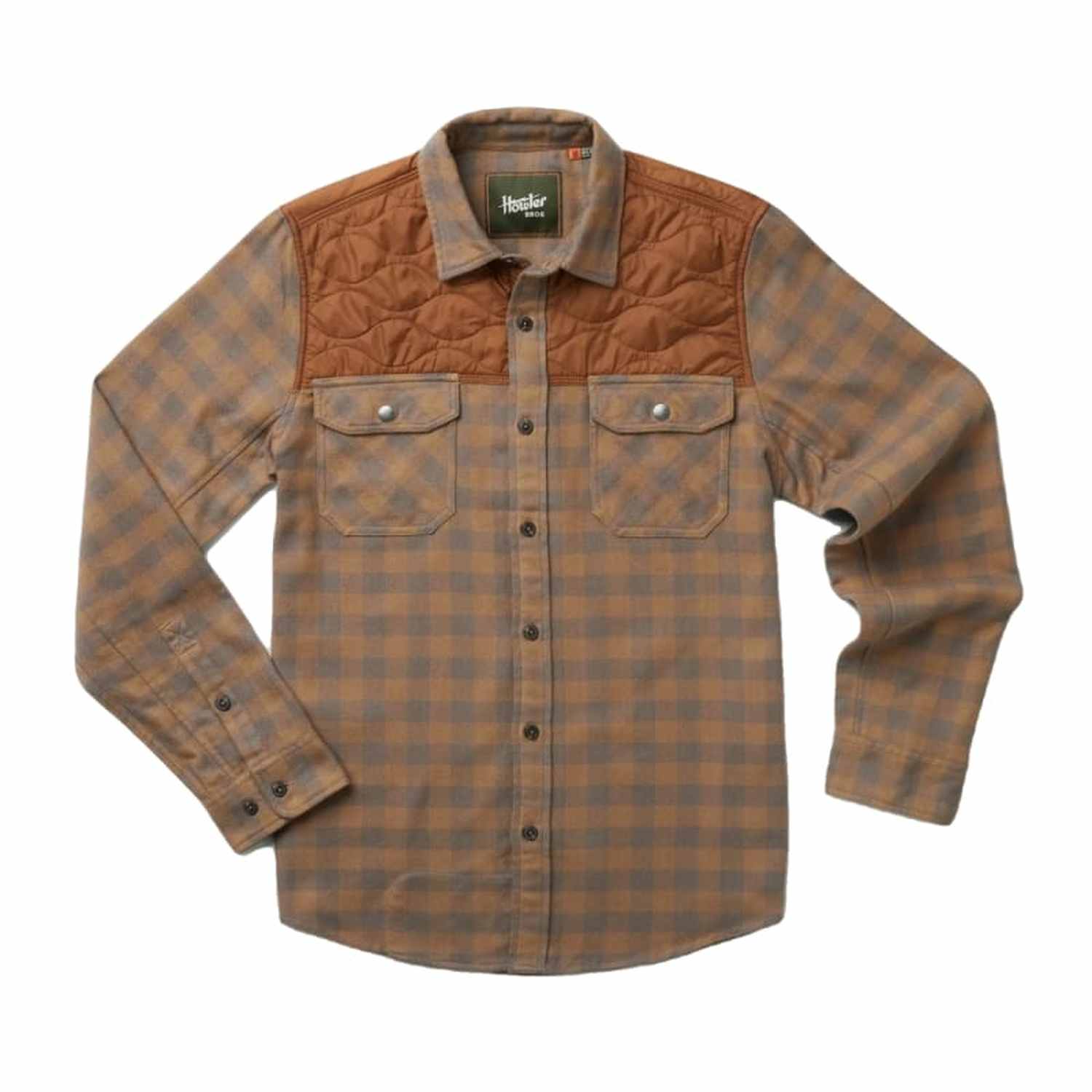 Howler Bros 01. MENS APPAREL - MENS LS SHIRTS - MENS LS BUTTON UP Men's Quintana Quilted Flannel CODY CHECK | TANNIN