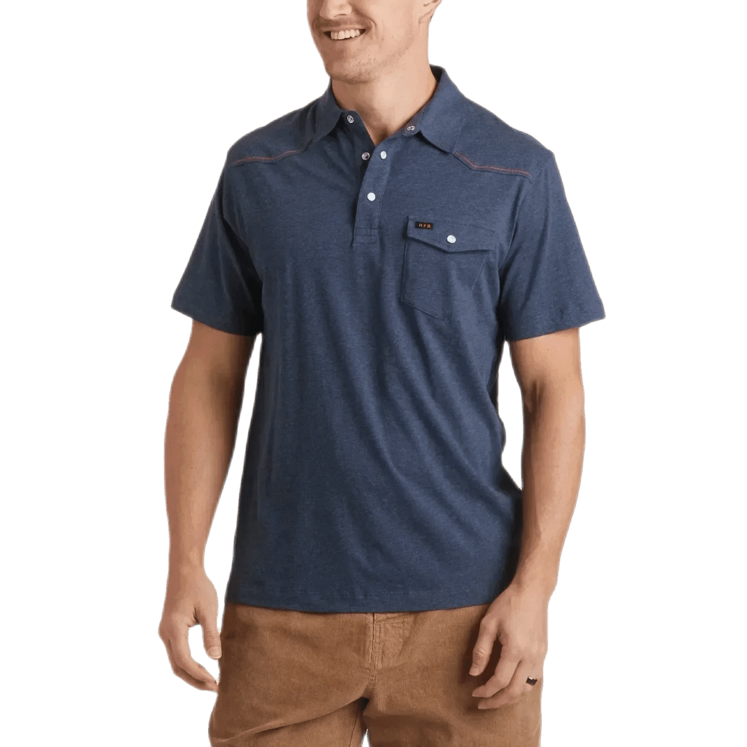 Howler Bros 01. MENS APPAREL - MENS SS SHIRTS - MENS SS POLO Men's Ranchero Polo INDIGO HEATHER