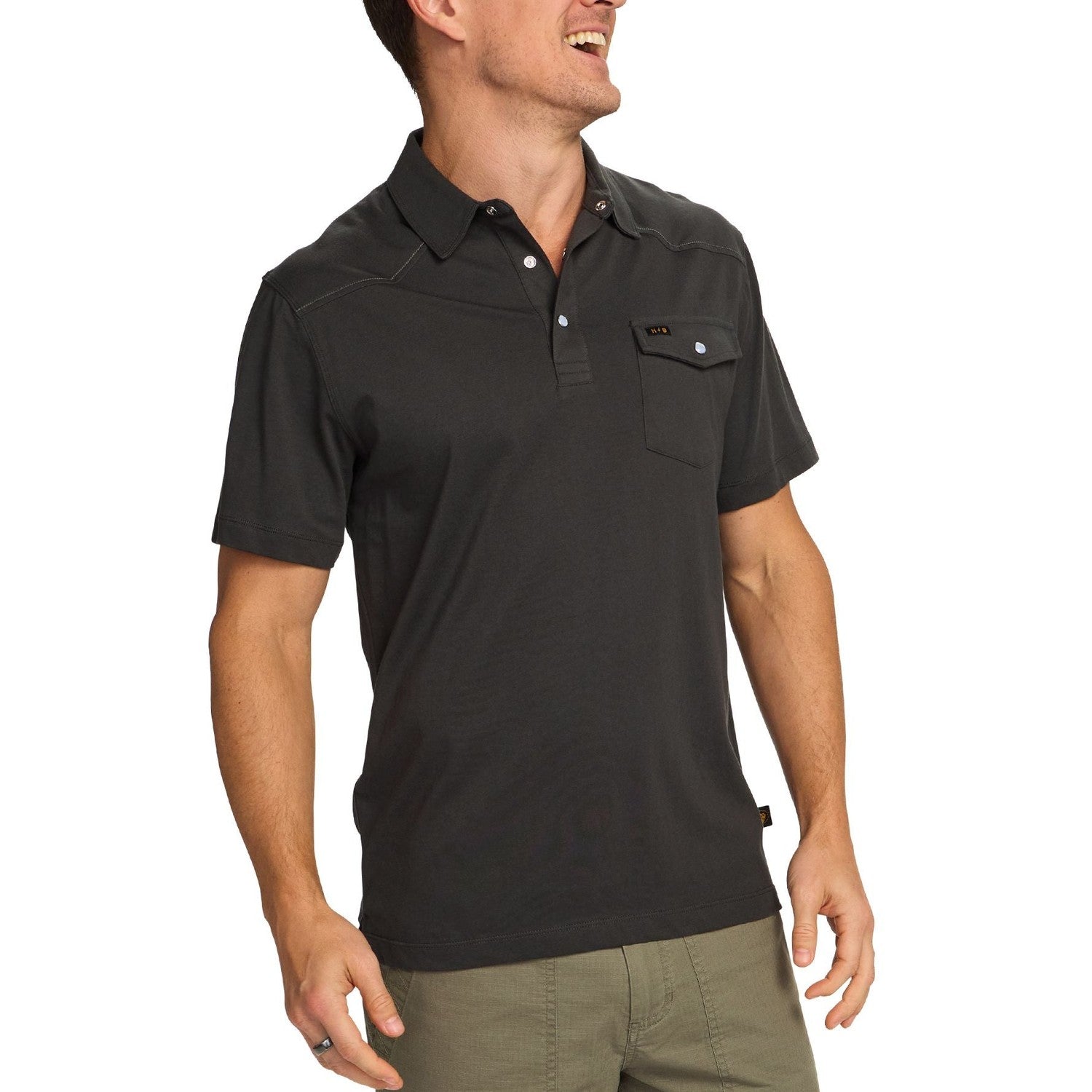 Howler Bros 01. MENS APPAREL - MENS SS SHIRTS - MENS SS POLO Men's Ranchero Polo ANTIQUE BLACK