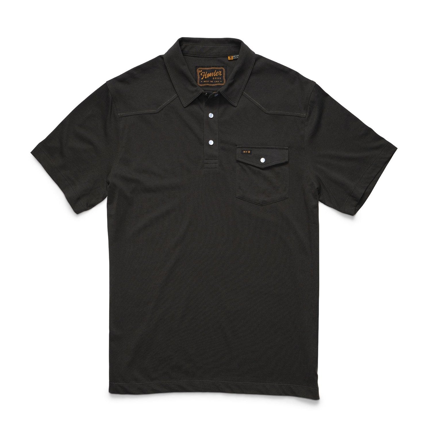 Howler Bros 01. MENS APPAREL - MENS SS SHIRTS - MENS SS POLO Men's Ranchero Polo ANTIQUE BLACK