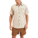 Howler Bros 01. MENS APPAREL - MENS SS SHIRTS - MENS SS BUTTON UP Men's San Gabriel Short Sleeve DIAMOND DOBBY | OFF WHITE