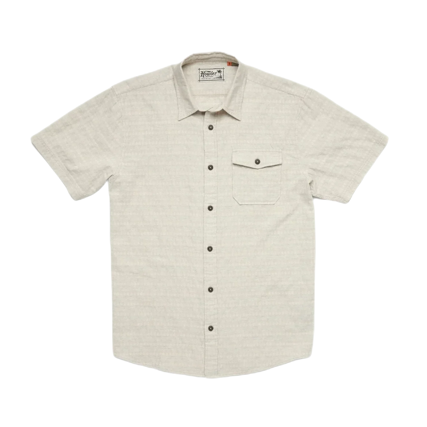 Howler Bros 01. MENS APPAREL - MENS SS SHIRTS - MENS SS BUTTON UP Men's San Gabriel Short Sleeve DIAMOND DOBBY | OFF WHITE