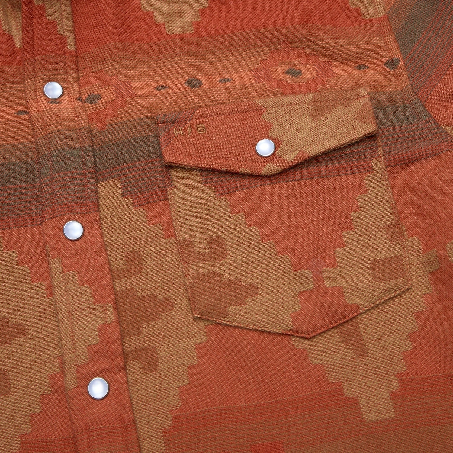 Howler Bros 01. MENS APPAREL - MENS LS SHIRTS - MENS LS BUTTON UP Men's Sheridan Flannel MITLA MOTIFS | TERRACOTTA