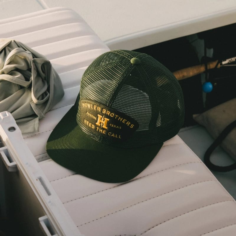Howler Bros HATS - HATS BILLED - HATS BILLED Unstructured Snapback Hat HOWLER FEEDSTORE | PINE GREEN MESH