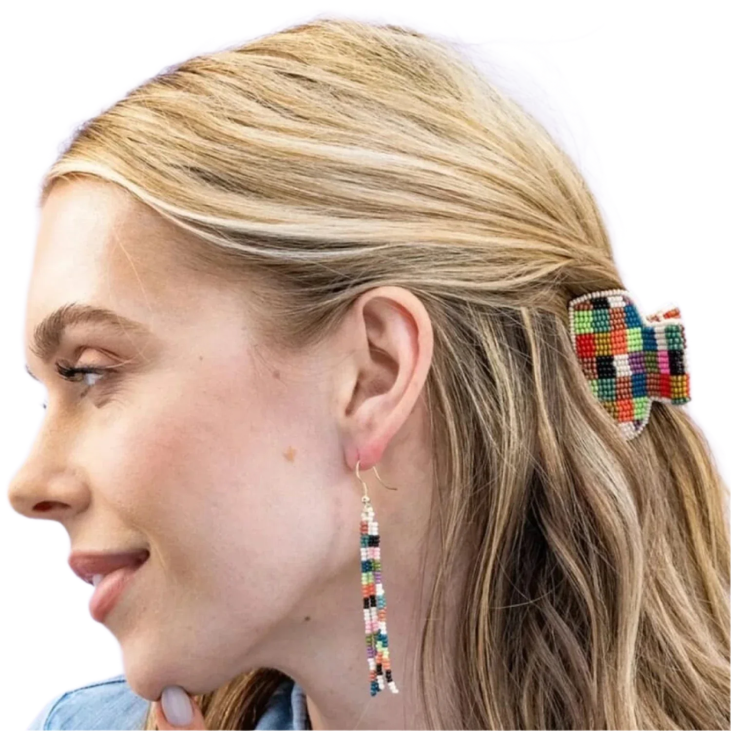 INK + ALLOY 10. GIFTS|ACCESSORIES - WOMENS ACCESSORIES - WOMENS JEWELRY Gia Hair Clip Petite MULTI-COLOR CHECK