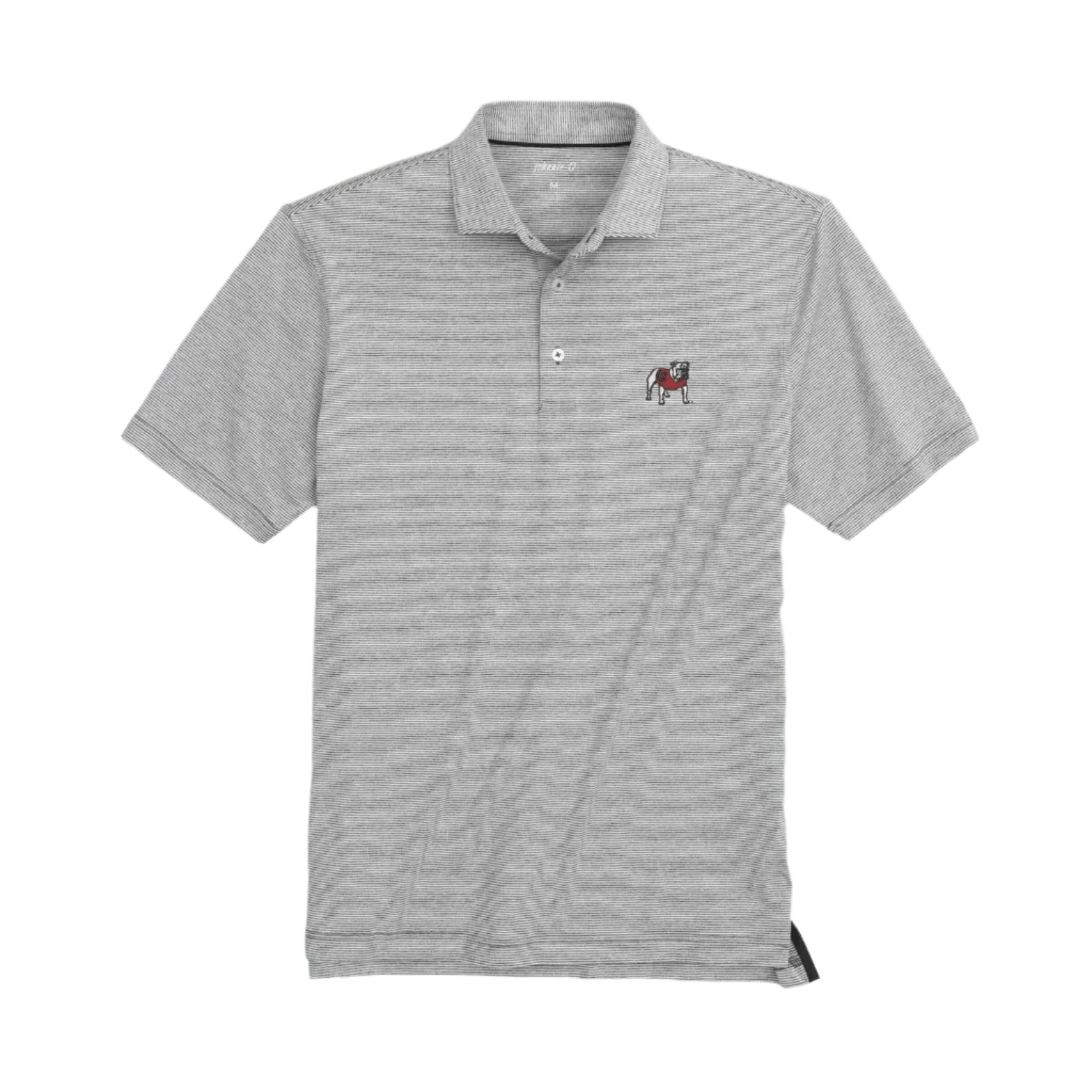 johnnie-O 01. MENS APPAREL - MENS SS SHIRTS - MENS SS POLO Lyndonn UGA Striped Jersey Performance Polo CHARCOAL