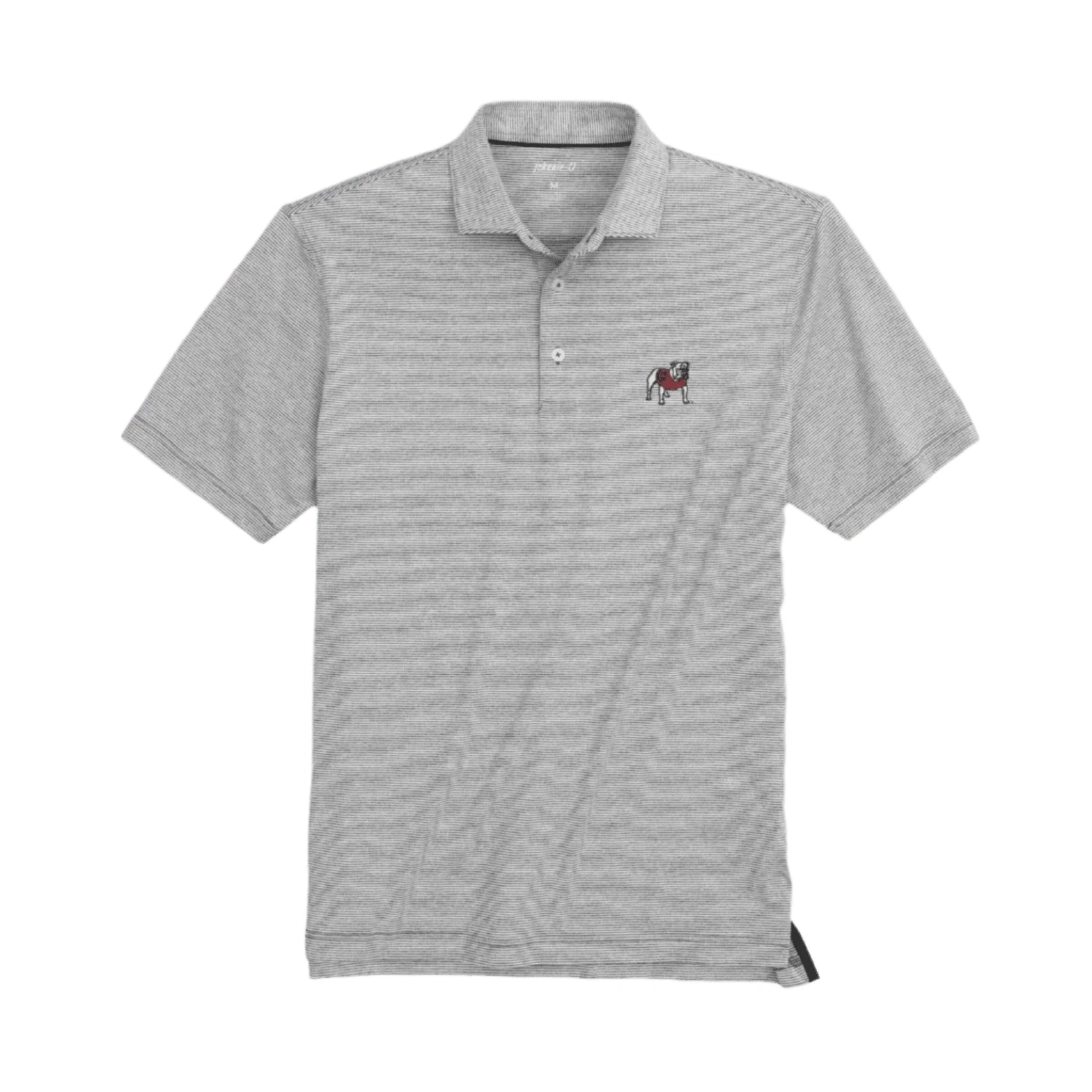 johnnie-O 01. MENS APPAREL - MENS SS SHIRTS - MENS SS POLO Lyndonn UGA Striped Jersey Performance Polo CHARCOAL