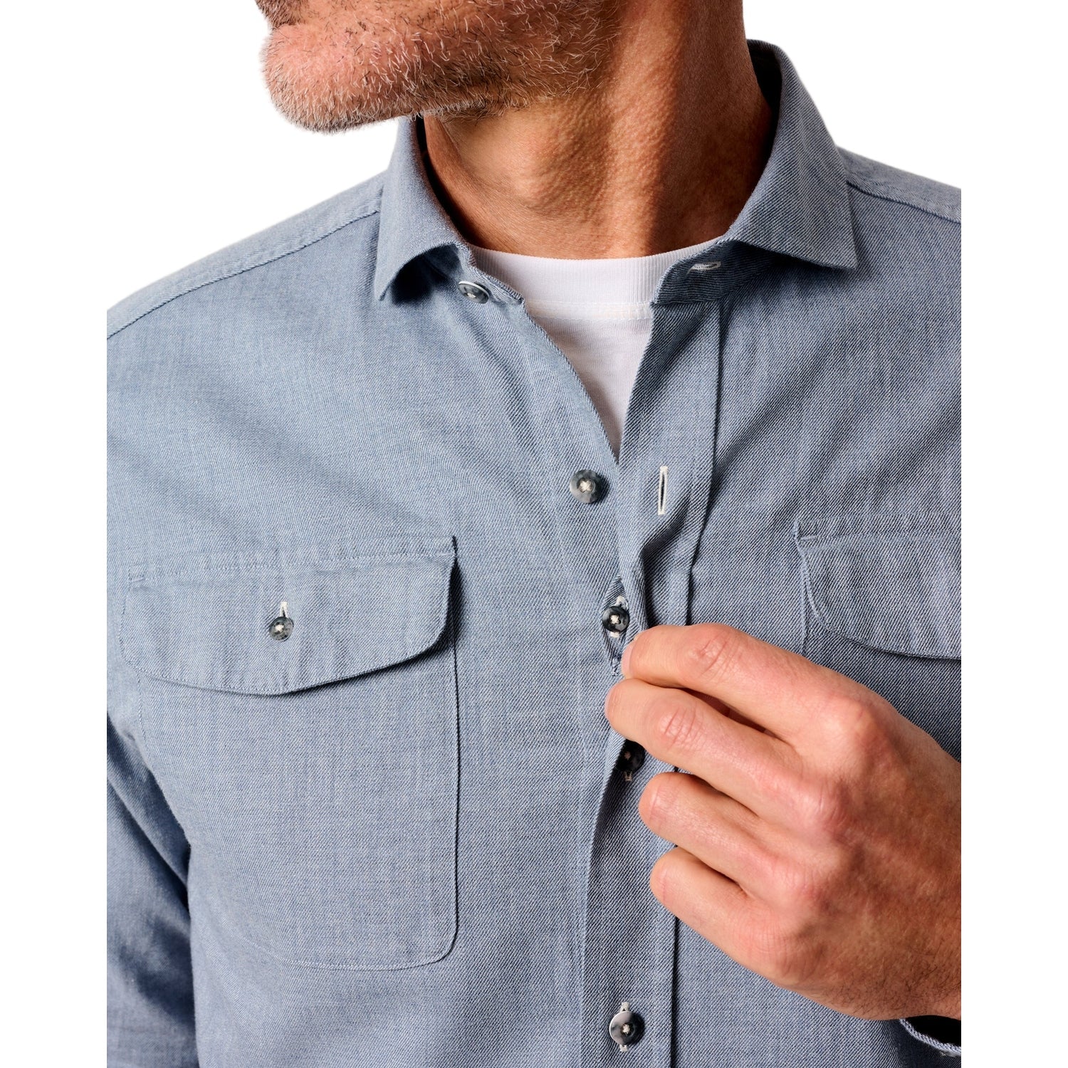 johnnie-O 01. MENS APPAREL - MENS LS SHIRTS - MENS LS BUTTON UP Men's Alpond Hangin' Out Cotton Button-Up Shirt CHAMBRAY