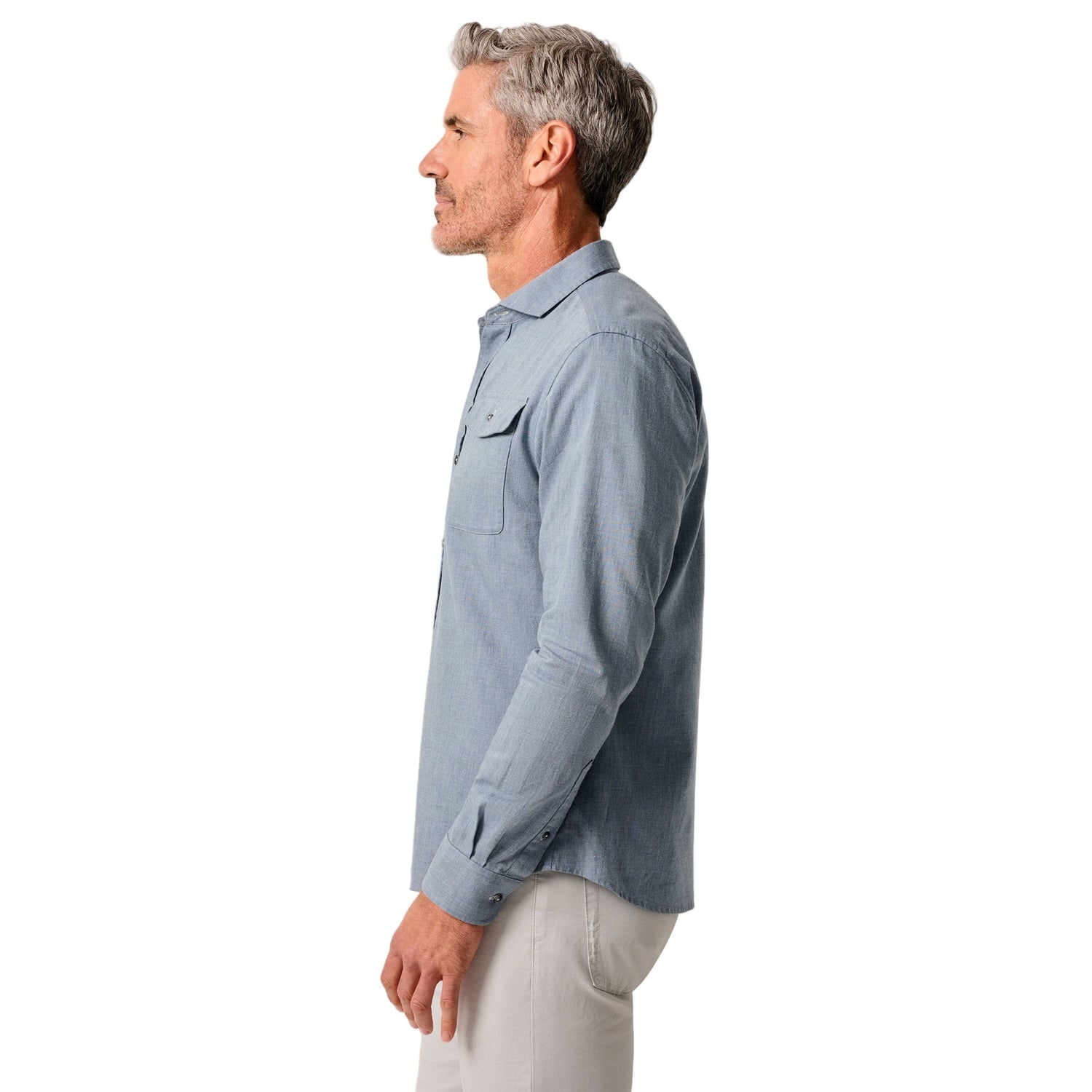 johnnie-O 01. MENS APPAREL - MENS LS SHIRTS - MENS LS BUTTON UP Men's Alpond Hangin' Out Cotton Button-Up Shirt CHAMBRAY