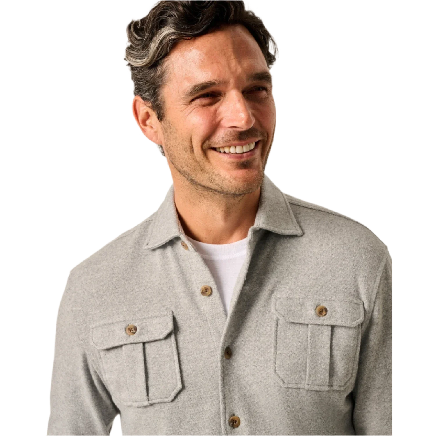 johnnie-O 01. MENS APPAREL - MENS LS SHIRTS - MENS LS BUTTON UP Men's Brayden Stretch Flannel Lodge Shirt LIGHT GRAY