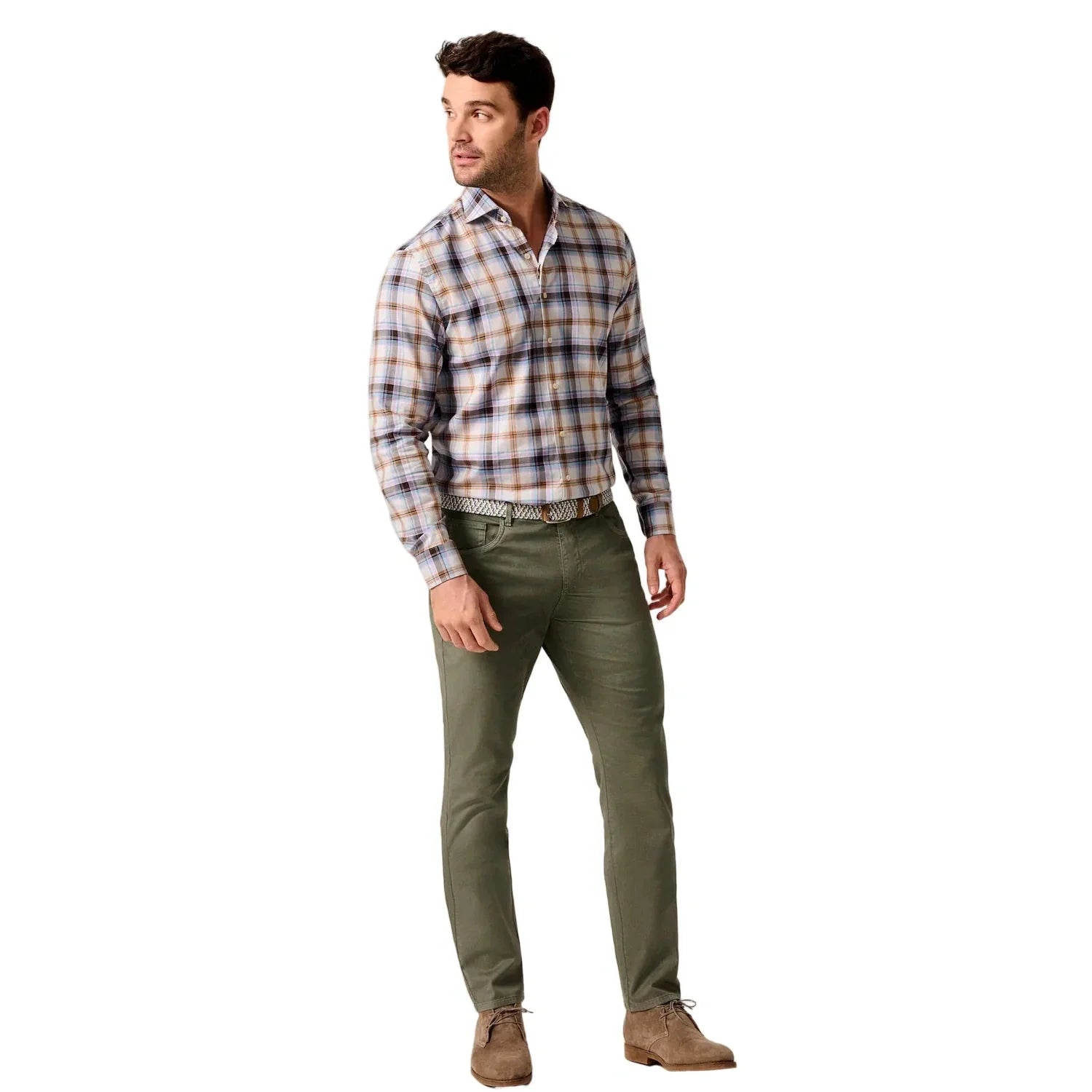 johnnie-O 01. MENS APPAREL - MENS PANTS - MENS PANTS CASUAL Men's Carmel Sateen 5-Pocket Pants AGAVE GREEN