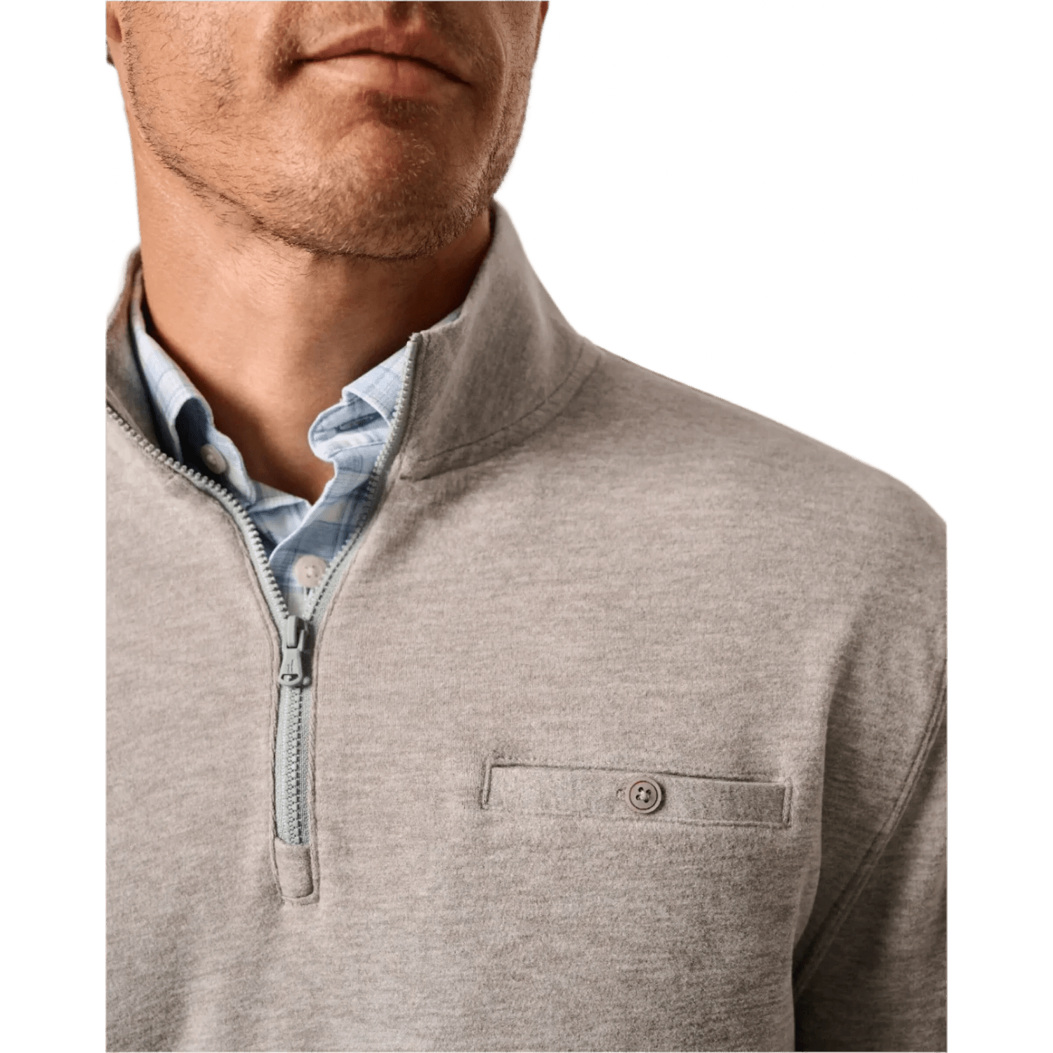 johnnie-O 01. MENS APPAREL - MENS HOODIES|SWEATERS - MENS PO Q ZIP Men's Castro 1/4 Zip Pullover LIGHT GRAY