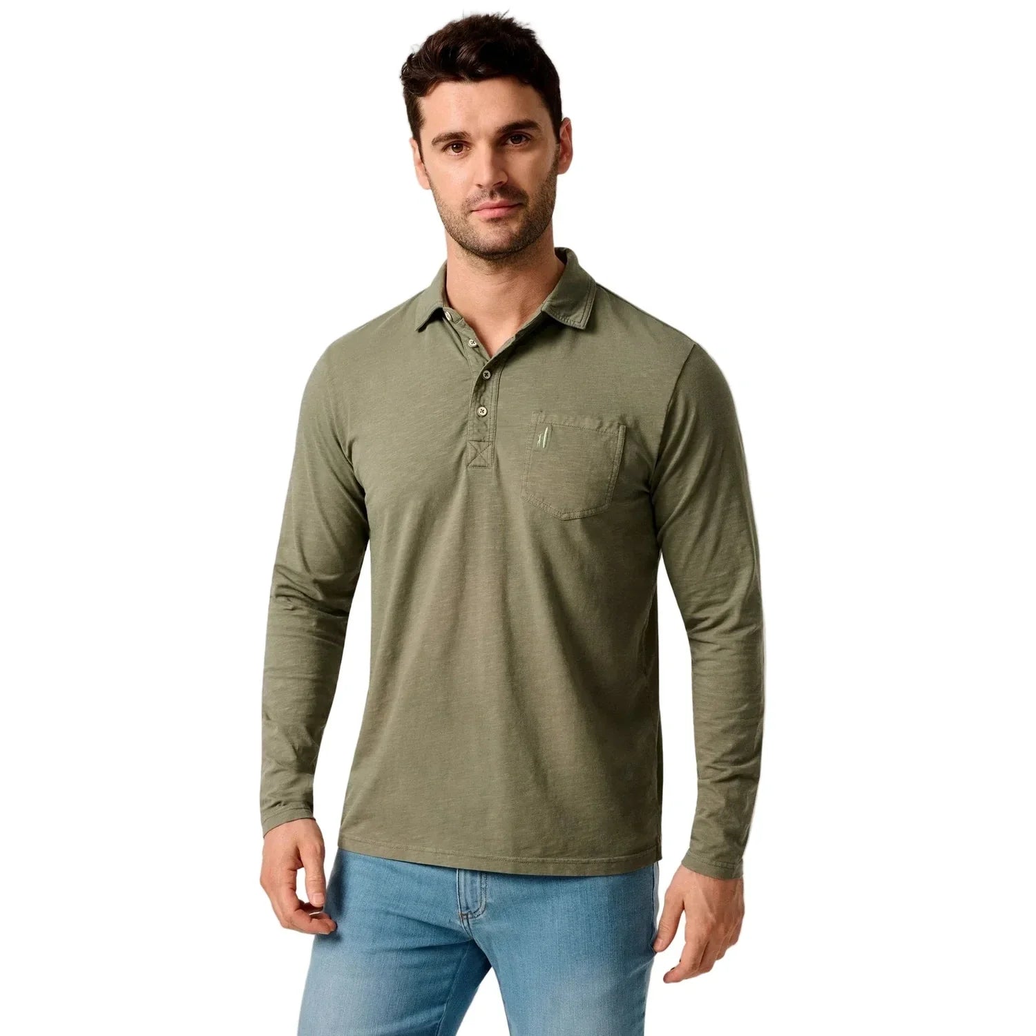 johnnie-O 01. MENS APPAREL - MENS LS SHIRTS - MENS LS CASUAL Men's Coastal Wash Long-Sleeve AGAVE GREEN
