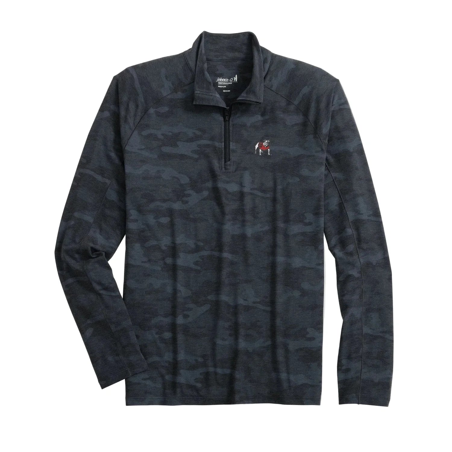 johnnie-O 01. MENS APPAREL - MENS HOODIES|SWEATERS - MENS PO Q ZIP Men's Georgia Patton Performance Camo 1/4 Zip Pullover HEATHER BLACK