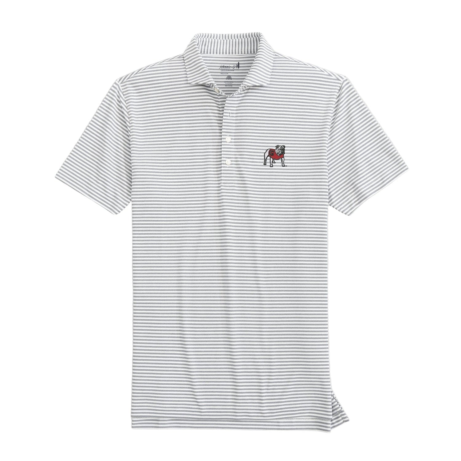 johnnie-O 01. MENS APPAREL - MENS SS SHIRTS - MENS SS POLO Men's Georgia Stetsons Striped Performance Mesh Polo BLACK