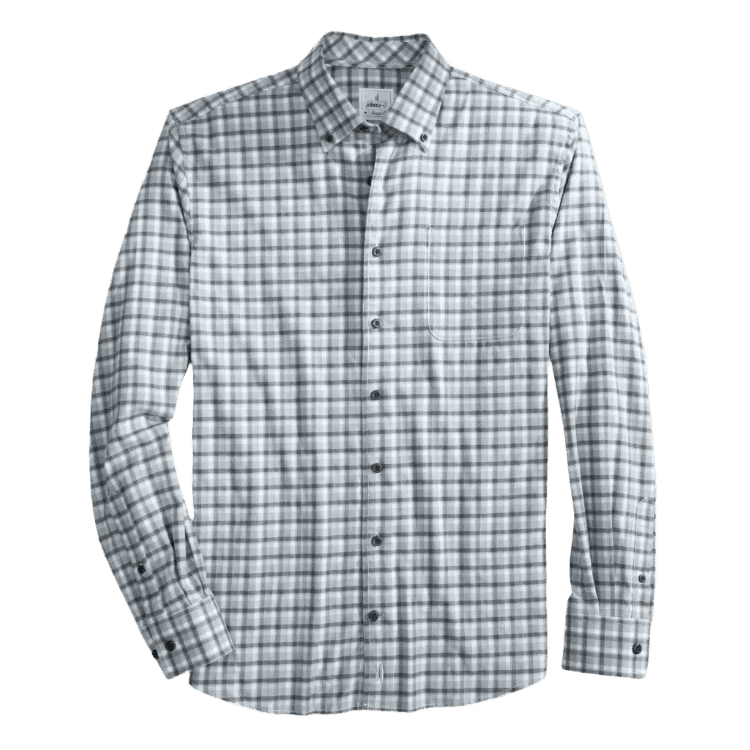 johnnie-O 01. MENS APPAREL - MENS LS SHIRTS - MENS LS BUTTON UP Men's Hangin' Out Performance Button Up Shirt - Tally LIGHT GRAY