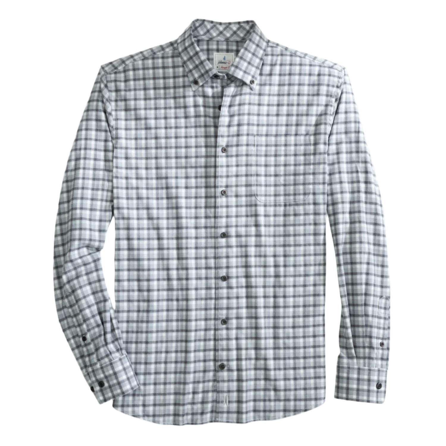 johnnie-O 01. MENS APPAREL - MENS LS SHIRTS - MENS LS BUTTON UP Men's Hangin' Out Performance Button Up Shirt - Tally LIGHT GRAY