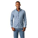 johnnie-O 01. MENS APPAREL - MENS LS SHIRTS - MENS LS BUTTON UP Men's Hangin' Out Performance Button Up Shirt - Tally LIGHT GRAY