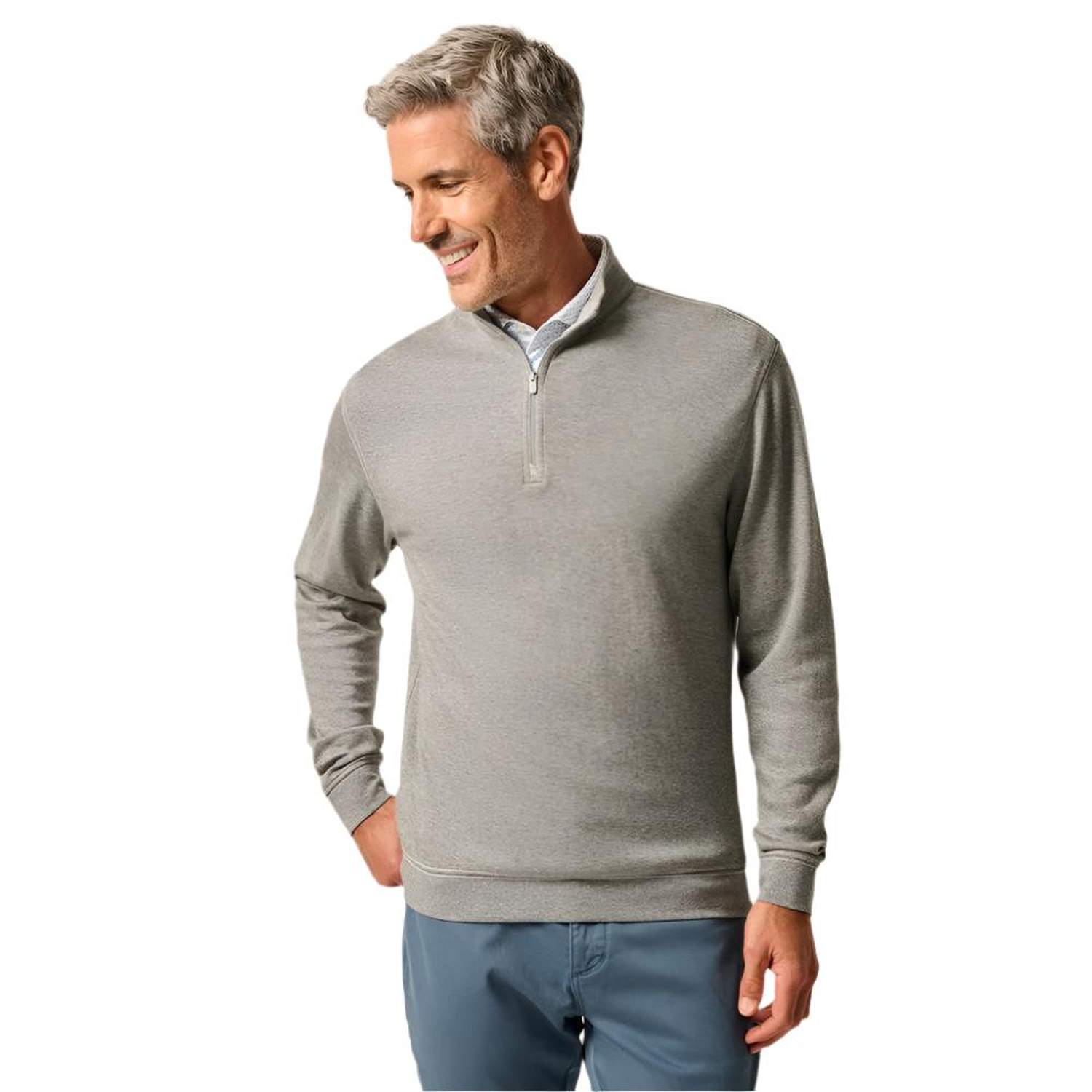 johnnie-O 01. MENS APPAREL - MENS LS SHIRTS - MENS LS CASUAL Men's Hanks "Lightweight Sully" 1/4 Zip Pullover RHINO