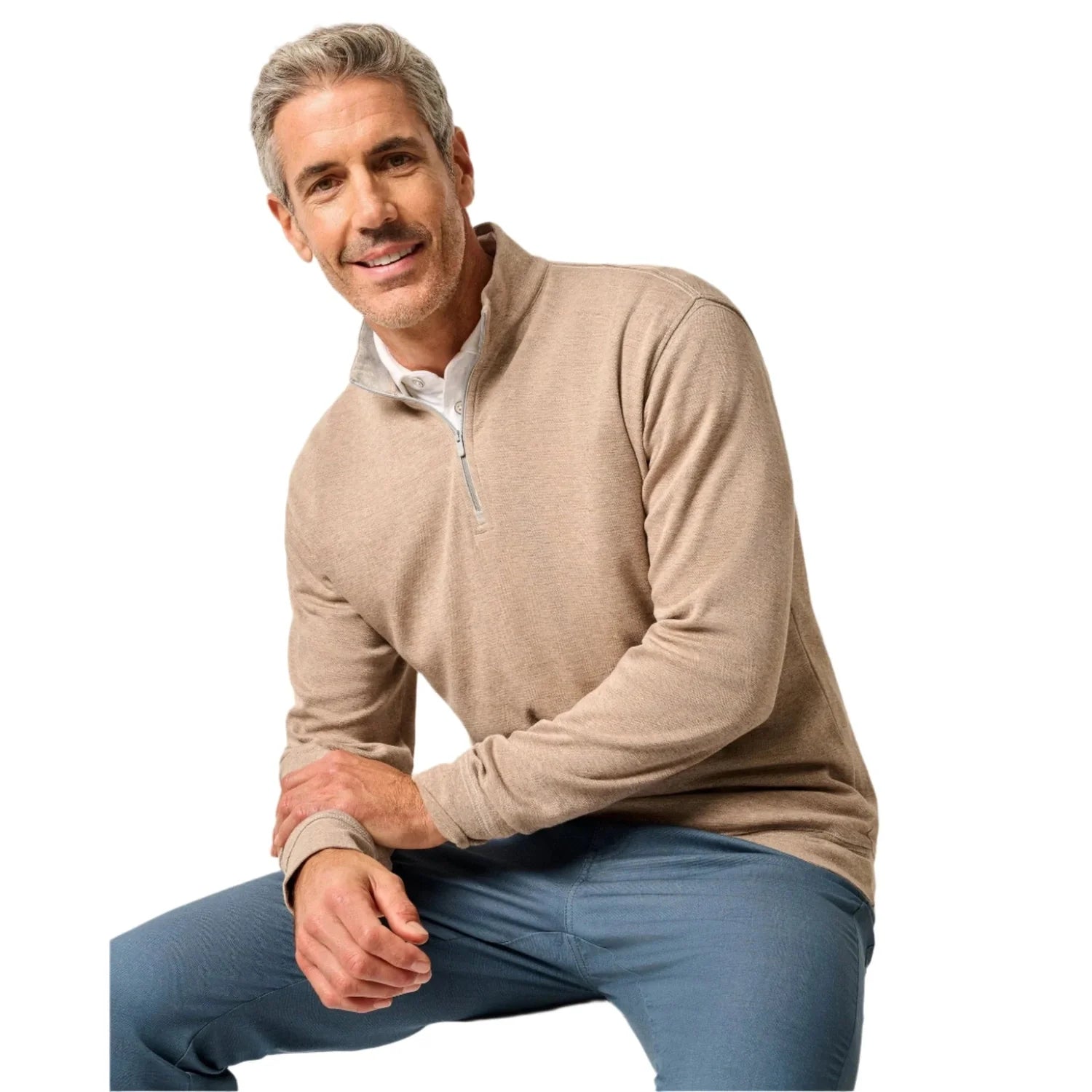 johnnie-O 01. MENS APPAREL - MENS LS SHIRTS - MENS LS CASUAL Men's Hanks "Lightweight Sully" 1/4 Zip Pullover HAZELNUT